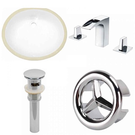 19.5 W CUPC Oval Undermount Sink Set In White, Chrome Hardware, Overflow Drain Incl.